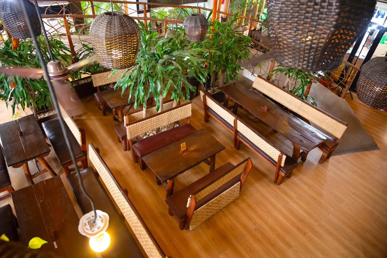 The warm, art-filled interior of Terra Kulture Restaurant